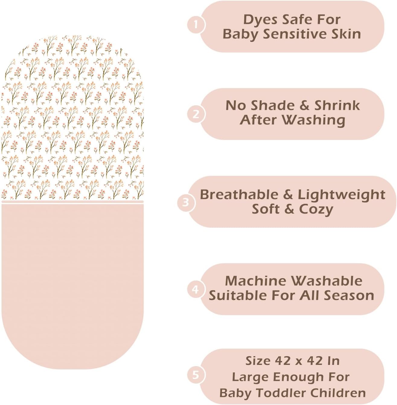 Pack of 2 Ultra Soft Muslin Baby Blankets for Girls Boys Breathable Lightweight Cotton Muslin Swaddle Blankets for Infant Toddler, Newborn Nursery Swaddling Wrap 43"X43" (Floral and Cherry)