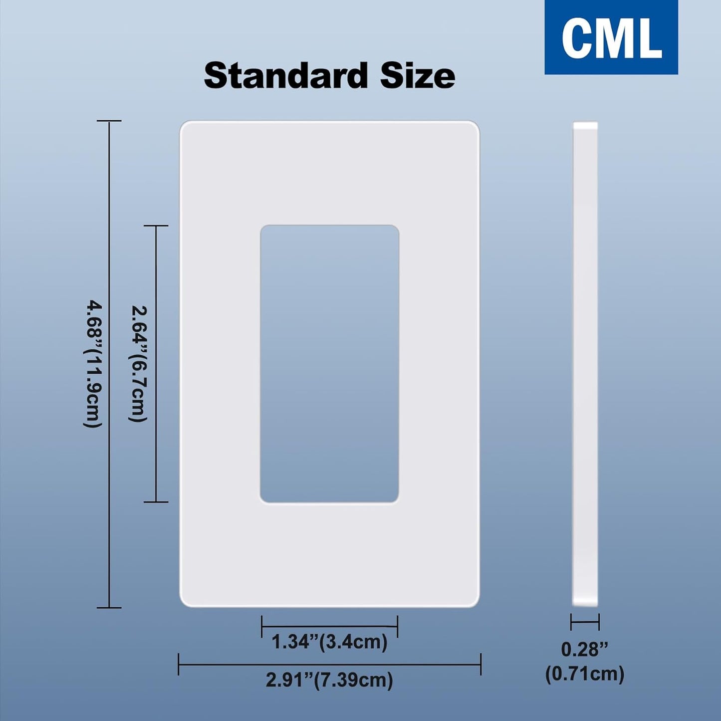 CML Matte White 1-Gang Screwless Decorative Wall Plates, 40 Pack Decorator Light Switch Covers, Standard Size 2.91” X 4.68”, Scratch and Impact Resistant, Polycarbonate