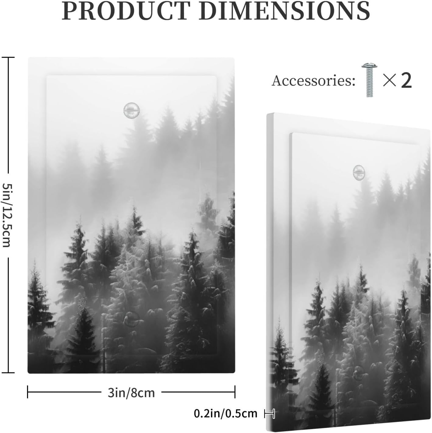 Foggy Forest Natural Scenery Retro Tree Pine Light Switch Cover Plate 1 Gang No Device Blank Electrical Wall Plates Faceplate Decorative Switch Plate for Bed Room Living Room Decor
