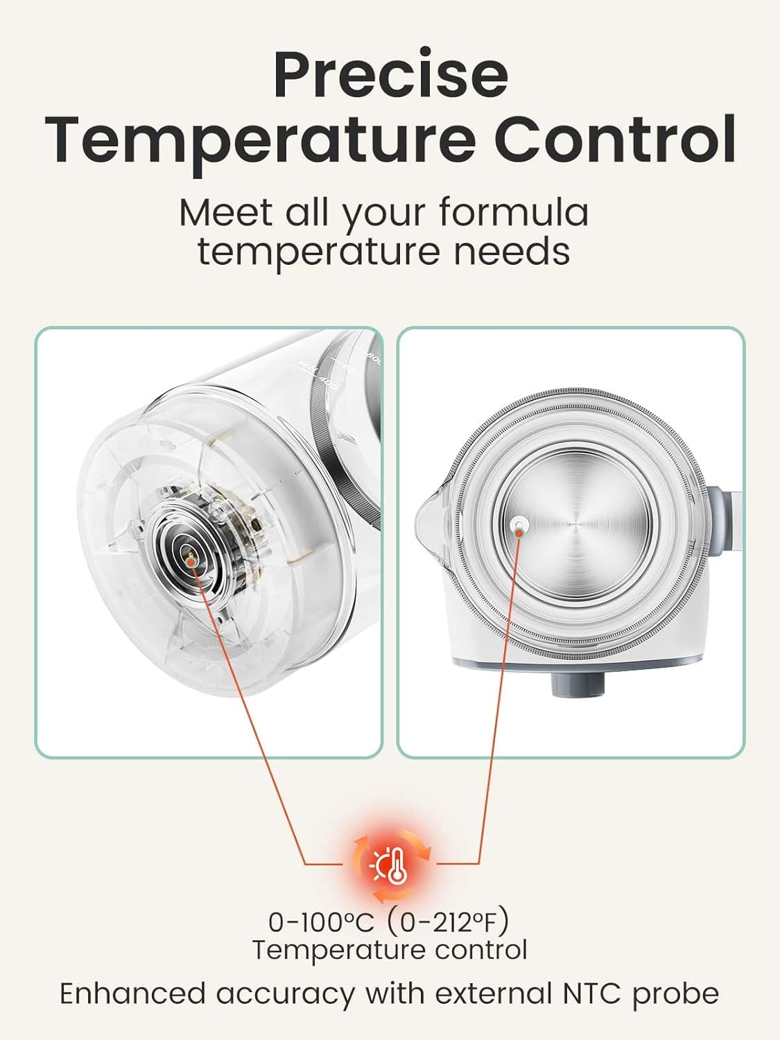 GROWNSY Baby Instant Warmer, Glass Water Boiler with Accurate Temperature Control for Formula, Coffee and Tea, 1.3 Liter Electric Kettle with LCD Display and Timer