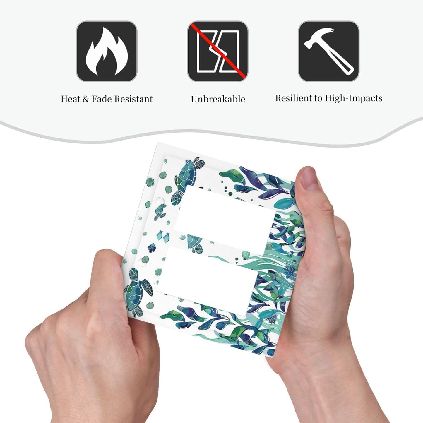 Decorative Outlet Covers Vibrant Turtle Seagrass Watercolor Painting 2 Gang Double GFCI Rocker Electrical Wall Panels Light Switch Cover Plate for Bathroom living Room Decor