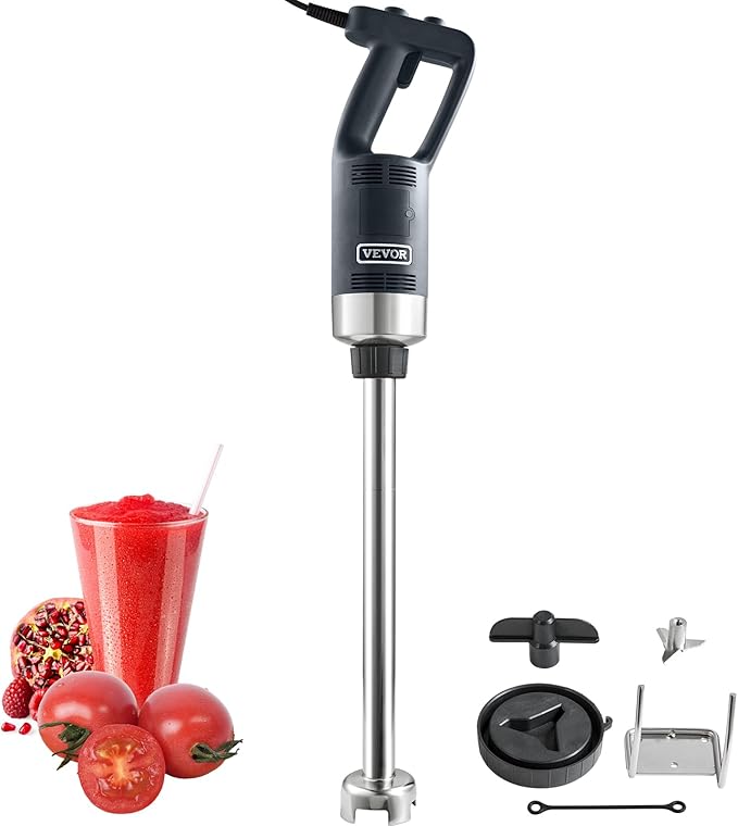 VEVOR Commercial Immersion Blender, 750W 20" Heavy Duty Hand Mixer, Variable Speed Kitchen Stick Mixer with 304 Stainless Steel Blade, Multi-Purpose Portable Mixer for Soup, Smoothie, Puree, Baby Food