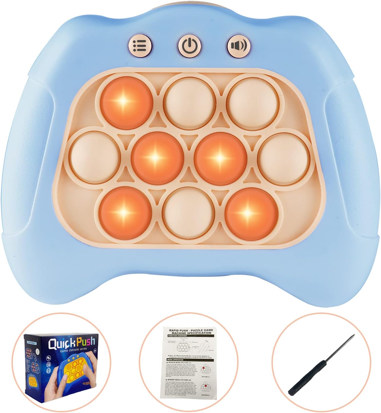 Pop The Target! Handheld Speed Pushing Game Machine: A Fun Multiplayer Game for Family. Fidget Game Toy for 6 7 8 9 10 11 12 Years Old Light Blue