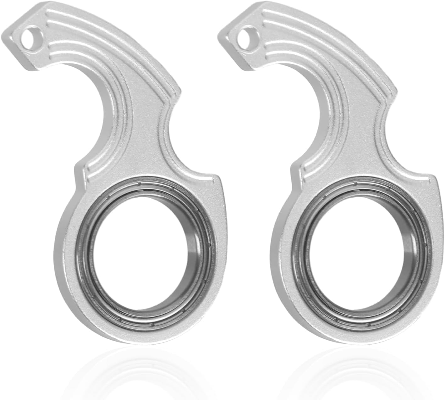 2pcs Key Chain Spinner Fidget Toy, Portable Finger Spinning Keychain with 2pcs Key Ring Funny Key Holder Toys for Adults Teens Finger Exercising (Silver)