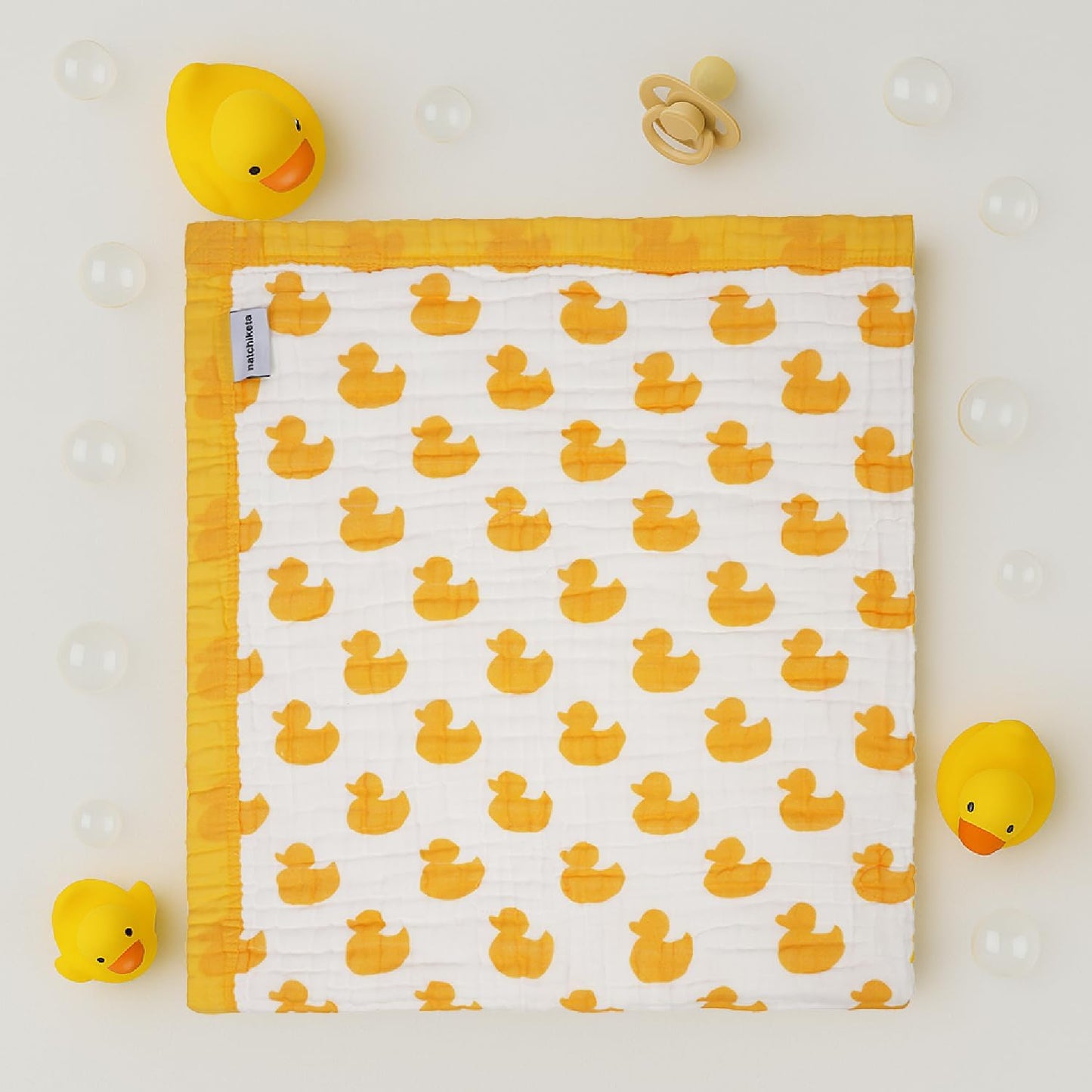 Organic Cotton Muslin Baby Blanket for Boys and Girls - Luxurious Soft Toddler Quilt for Swaddling - Gender Neutral Blankets Makes a Great Rubber Duck