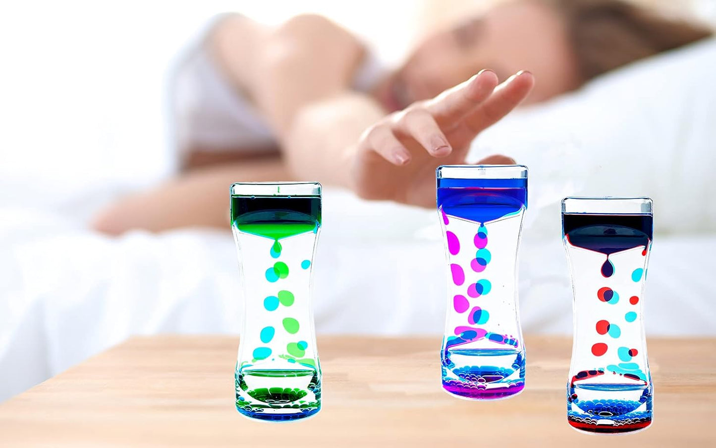 Liquid Motion Bubbler Timer Set of 6 Great Desktop Liquid Timer for Fidget Toy, Rainbow Water Timer for Autism, Activity, Drip Oil Motion Bubble Toy Sensory Play for Office Home Desktop