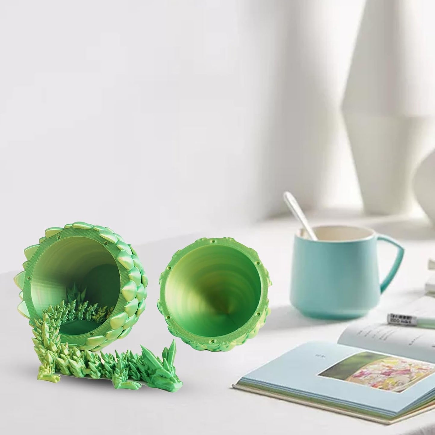 Easter Dragon Eggs 3D Printed Dragon Egg with Dragon Inside Articulated Crystal Dragon Fidget Toy Mystery Easter Suprise Home Office Decor Executive Desk Toys