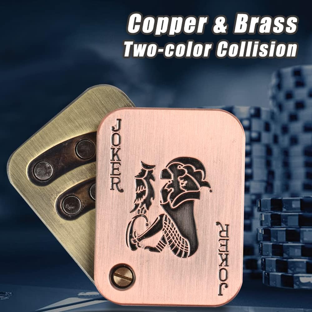 Magnetic Metal Fidget Toys - Metal Poker Push Card Fidget Slider Stress Relief Toy, Men’s EDC Toy Fidget Toy Haptic Coin, Office Desk Toys Gifts for Boyfriend and Father (Joker 1)