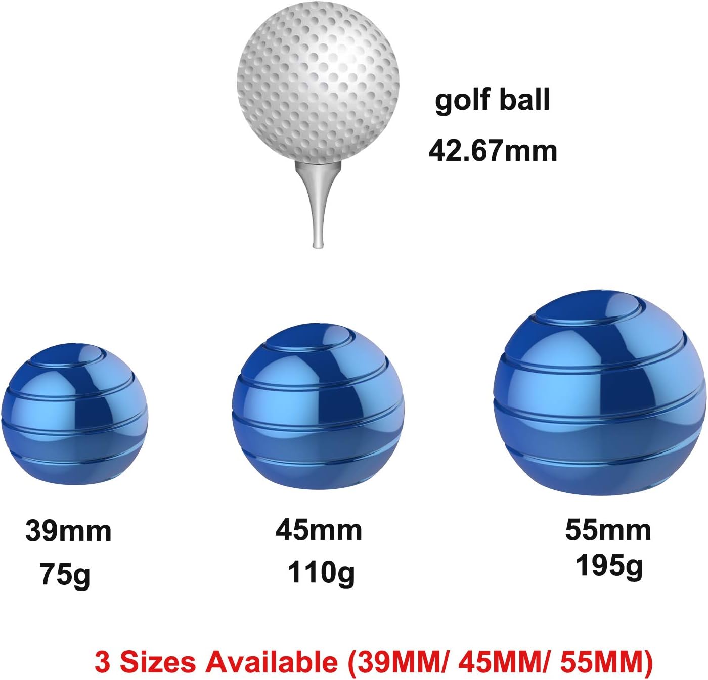 Kinetic Spinner Desk Toy, 2.17'' Giant Kinetic Stree Relief Desk Toy Ball, Office Fidget Toys for Desk Adults, Illusion Desk Ball (55MM, Blue)