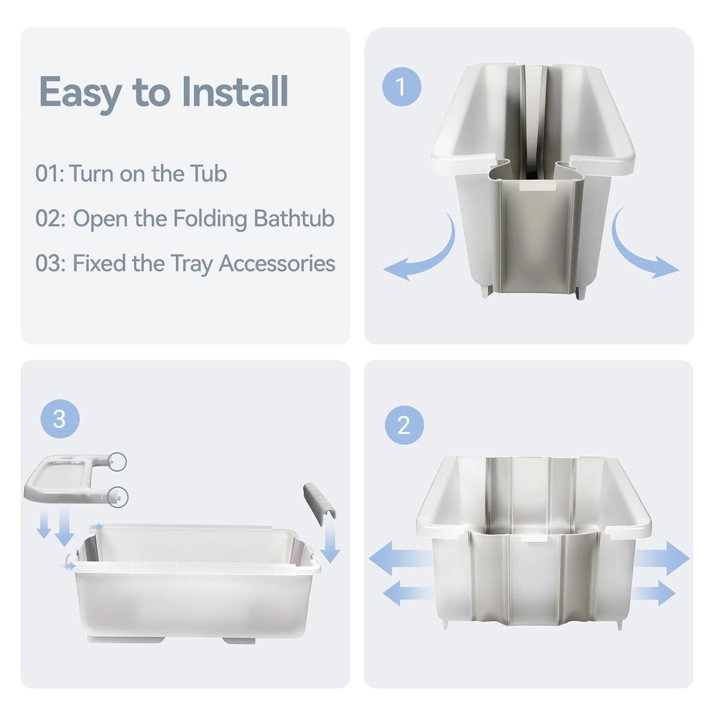 Collapsible Baby Bathtub - Large Capacity Baby Bath Tub with Thermometer & Soft Cushion | Portable Travel Newborn Infant Bathtub | Foldable Toddler Bathtub for Baby 0 to 36 Months (no Stand)