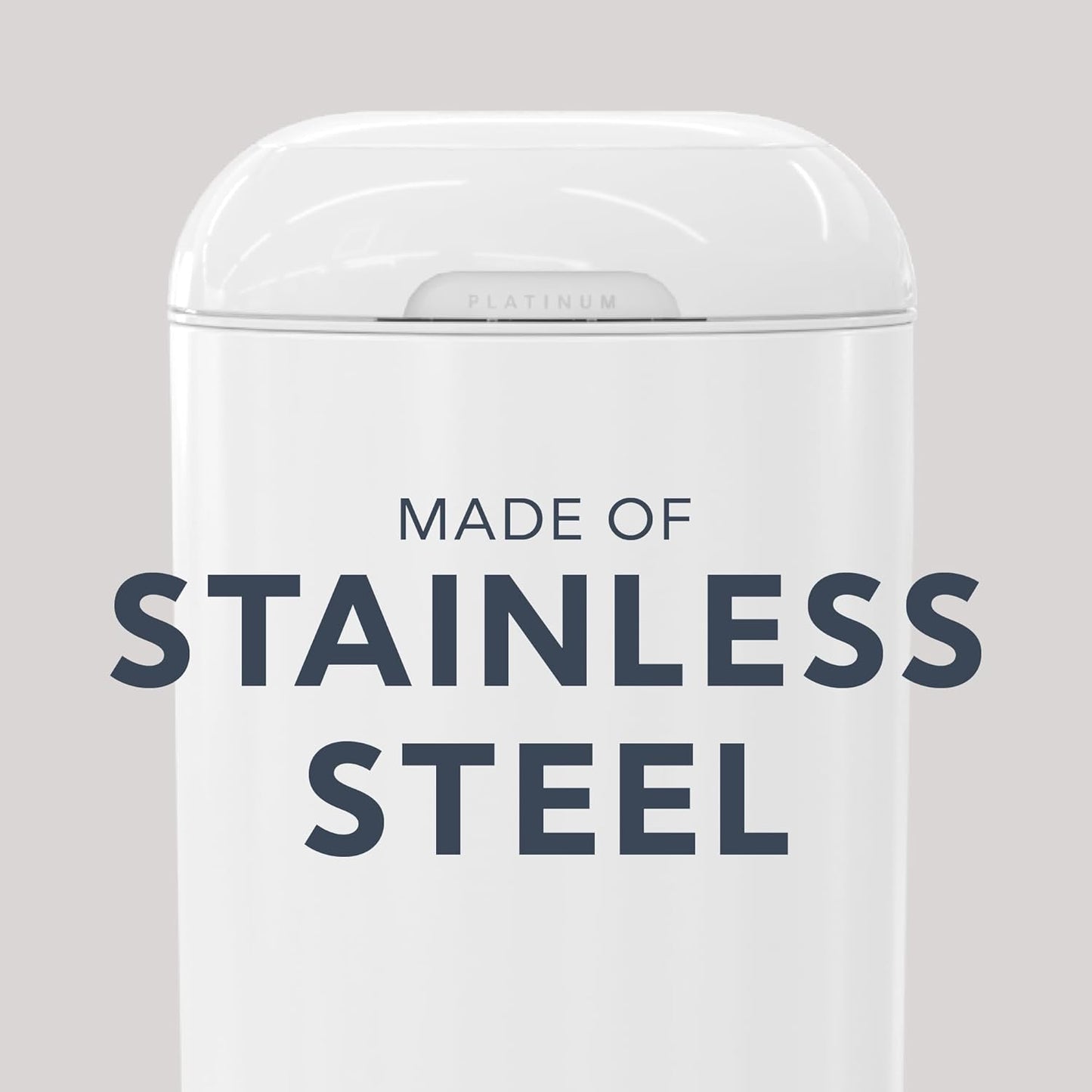 Diaper Genie Platinum Pail Gift Set, Lily White, Made of Durable Stainless Steel and Includes 2 Easy Roll Refills with 18 Bags and 30 Bags