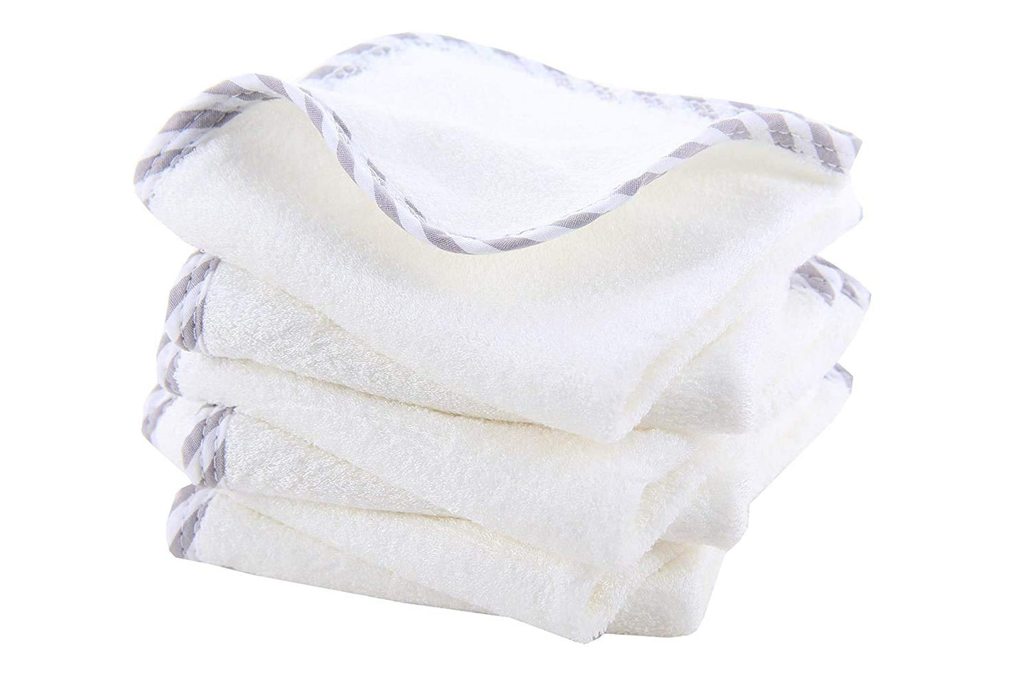 HIPHOP PANDA Baby Washcloths, Rayon Made from Bamboo - 2 Layer Ultra Soft Absorbent Newborn Bath Face Towel - Reusable Baby Wipes for Delicate Skin - Gray Stripe, 30 Pack