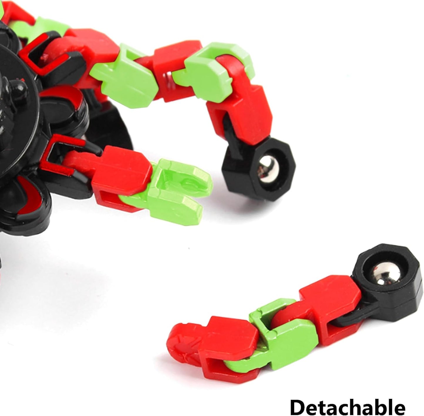 Fidget Spinners, DIY Transformable Chain Robot Finger Spinner, Glow in The Dark Deformable Creative Mechanical Gyro Toy Stress Relief Toy Fidget Fingertip Toy for Kids and Adults (4 Pack)