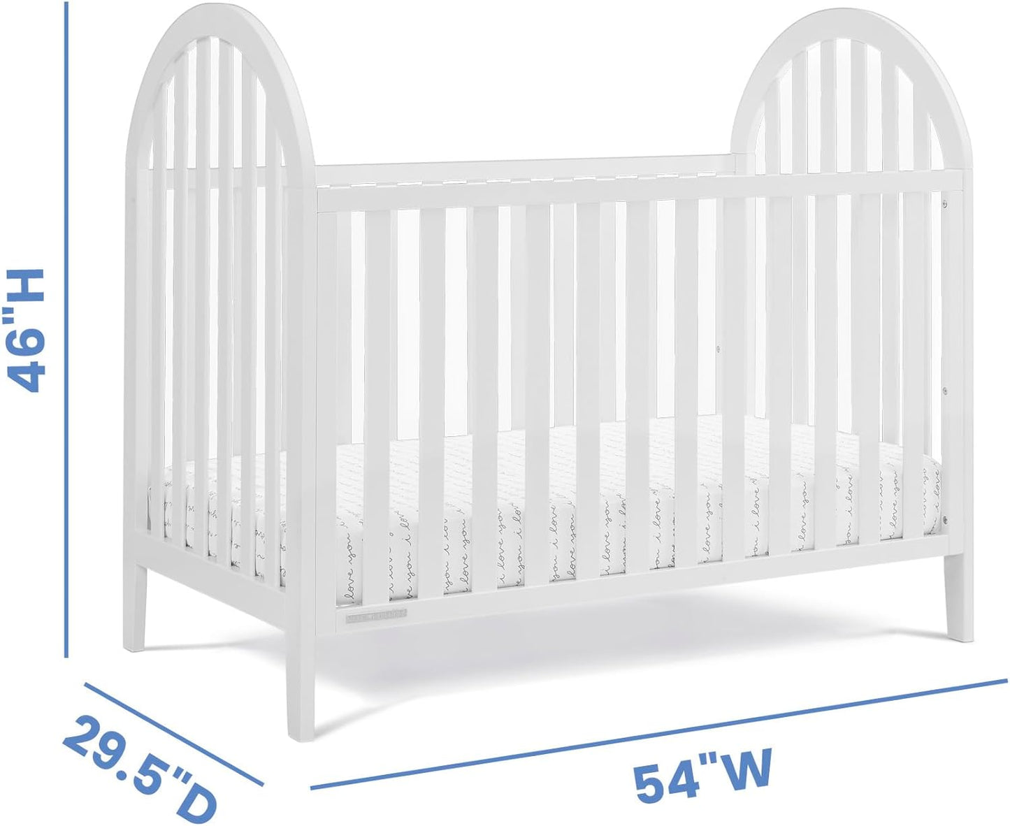 Delta Children Milano 4-in-1 Convertible Crib - Greenguard Gold Certified, Bianca White