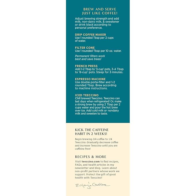 Teeccino Dandelion Mocha Mint Herbal Coffee - Caffeine-Free Coffee Alternative with Prebiotics, Gluten Free, Acid Free - Medium Roast, 10 oz, Pack of 3