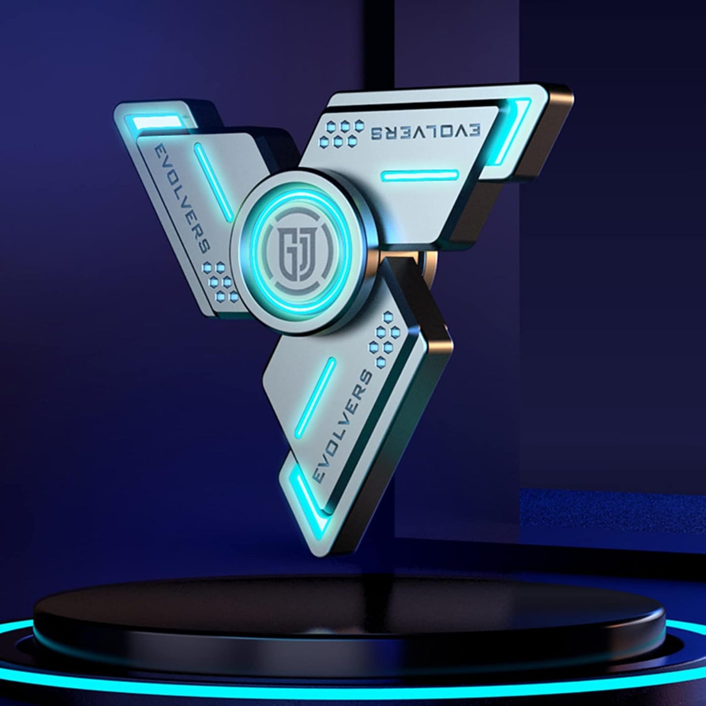 Cyclone Fidget Spinners, Gray Metal with Blue Luminous,Durable High Speed Silent Bearing, Finger Hand Spinner, Relieve Stress & Anxiety,Toys/Gifts for Adults & Kids (DIY Accessories Included)