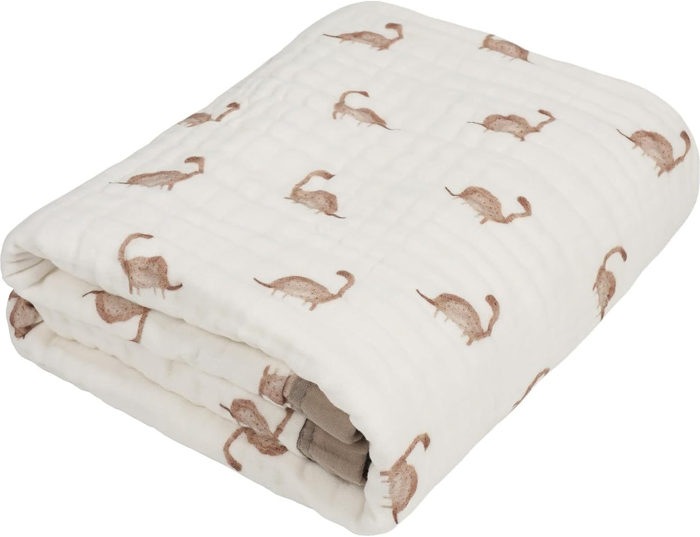 Organic Cotton Muslin Baby Blanket for Boys and Girls - Luxurious Soft Toddler Quilt for Swaddling - Gender Neutral Blankets Makes a Great Dinosaur
