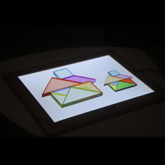 Light Experiment Loose Parts Learning Kit, Light Table Transparent Materials, STEAM Activitis for Kids 3+, Montessori & Reggio Inspired Kindergarten Preschool Classoom Accessary (Regular Size)