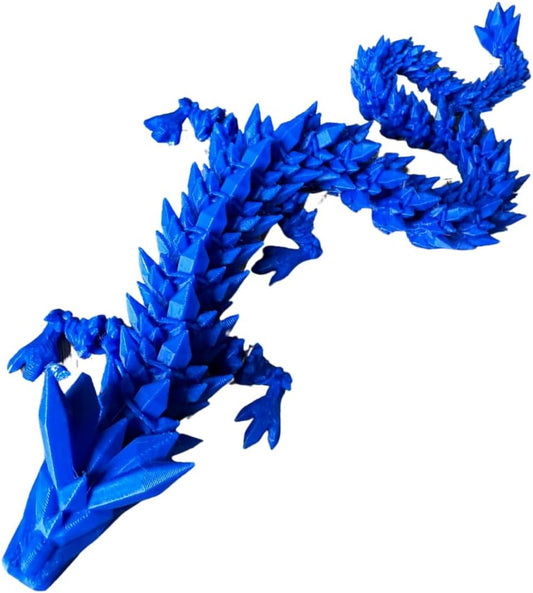 Crystal Dragon - Articulated Flexi Dragon - 3D Printed Gift (Adult, Blue)