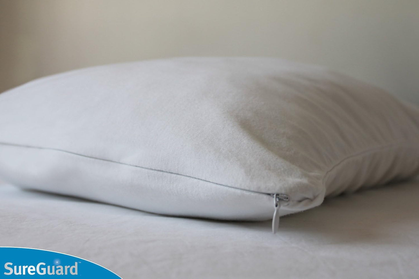 Set of 2 Standard Size SureGuard Pillow Protectors - 100% Waterproof, Bed Bug Proof, Hypoallergenic - Premium Zippered Cotton Covers - Smooth