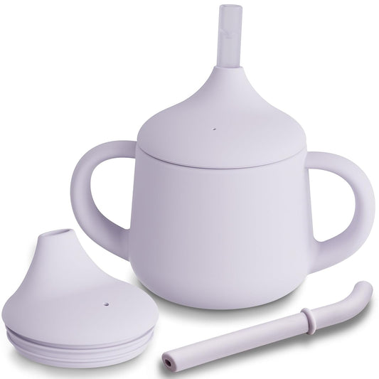 Moonkie Silicone Baby Sippy Cups | 3 Stages Training Cup Straw Cup for Infants Toddlers and Kid | 4 oz 1Pack