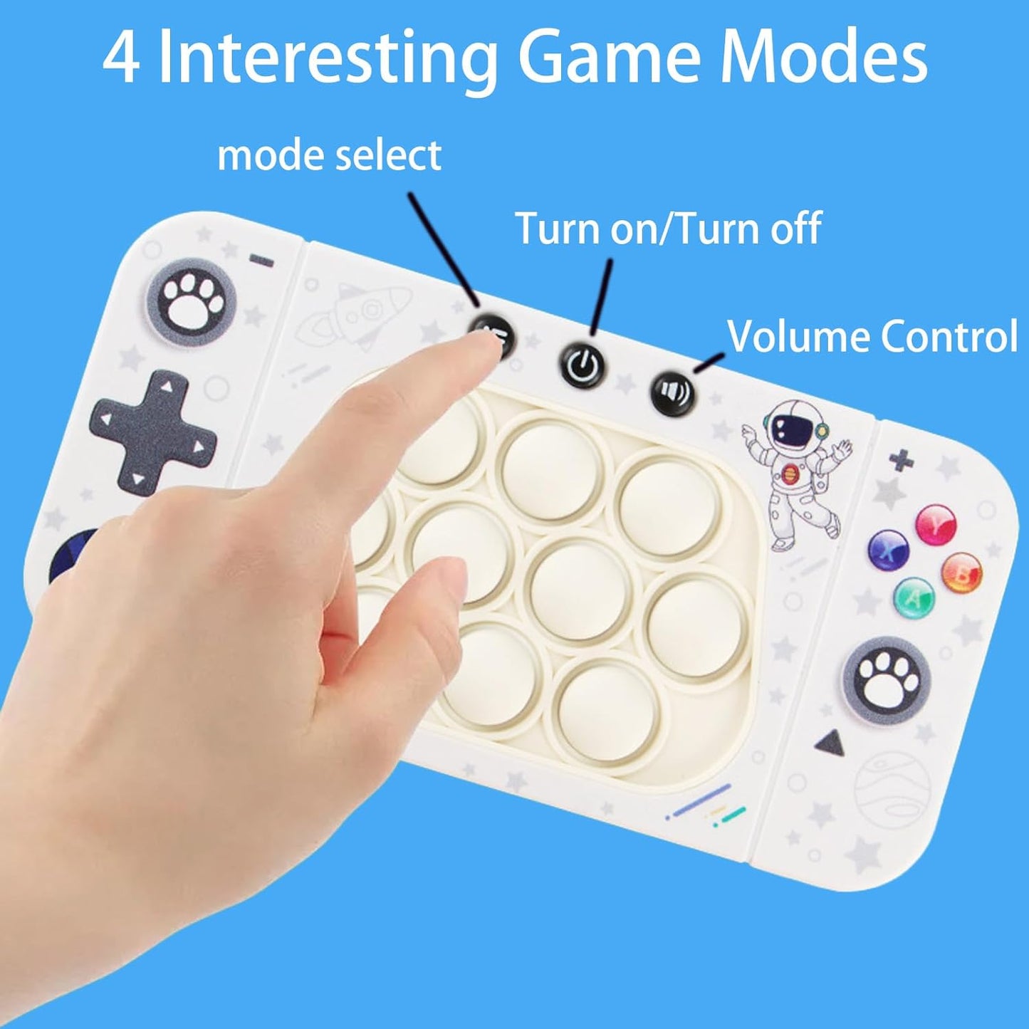 Fast Push Game Pop Fidget Toy for Kids Quick Push Bubble Game, 4 Modes Handheld Puzzle Game Sensory Toy Pop It Game Light Up Fidget Gift Toy for 3 to 12 Year Old Girls Boys (Unicorn)