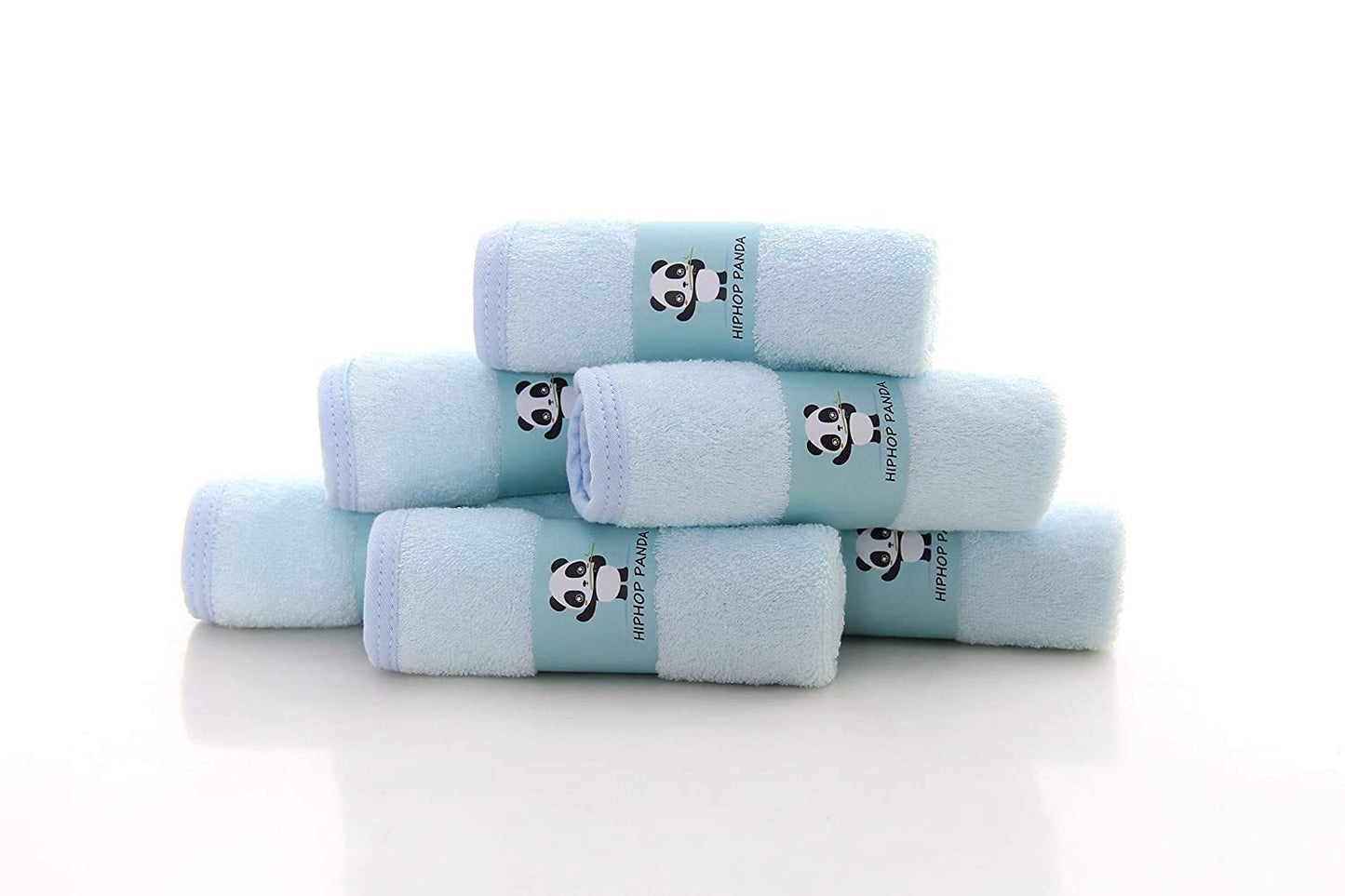 HIPHOP PANDA Baby Washcloths, Rayon Made from Bamboo - 2 Layer Ultra Soft Absorbent Newborn Bath Face Towel - Reusable Baby Wipes for Delicate Skin - Blue, 30 Pack