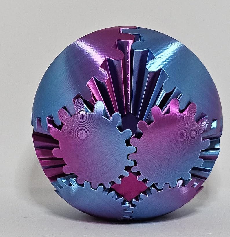 Gear Ball for ADHD 3D Printed Gear Ball Steampunk Whirling Wonder Fidget Toy Gearsphere Gear Ball for Stress and Anxiety Relaxing Fidget Ball Ideal for Sensory Needs and Autism (Candy)