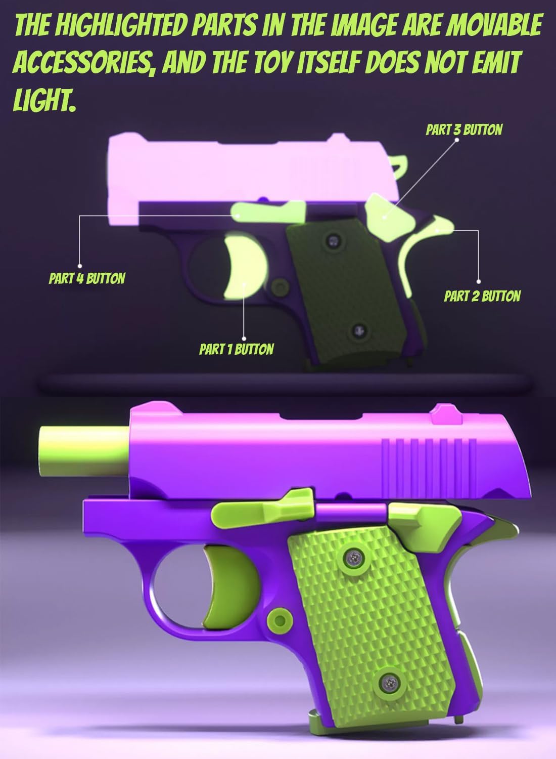 Fidget Gun Toy, Fidget Blaster Gun 1911 Titan Stress Shot ADHD Gun, 3D Printed Stress Anxiety Relief Pistol Toys