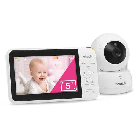 VTech VM924 Remote Pan-Tilt-Zoom Video Baby Monitor, 5" LCD Screen, Up to 17 Hrs Video Streaming, Night Vision, Up to 1000ft Range, Soothing Sounds, 2-Way Talk, Temperature Sensor,Secured Transmission