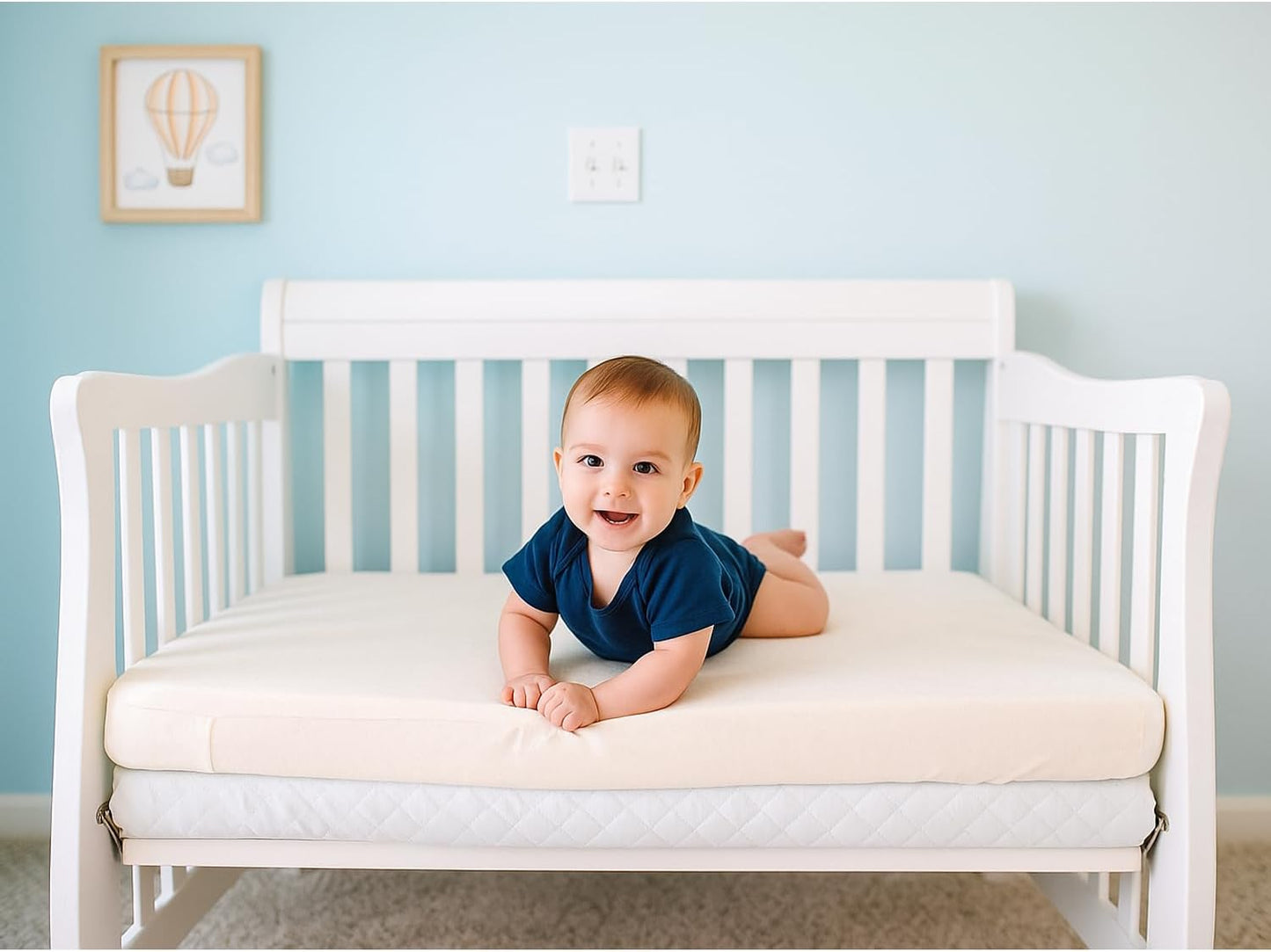 Organic Cotton Crib Mattress Protector - Water Resistant Fitted Sheet Liner Pad, Skin Friendly, Chemical-Free Pure Cotton [GOTS-Certified] for Mini Sleeper (31"x18") - Made in USA