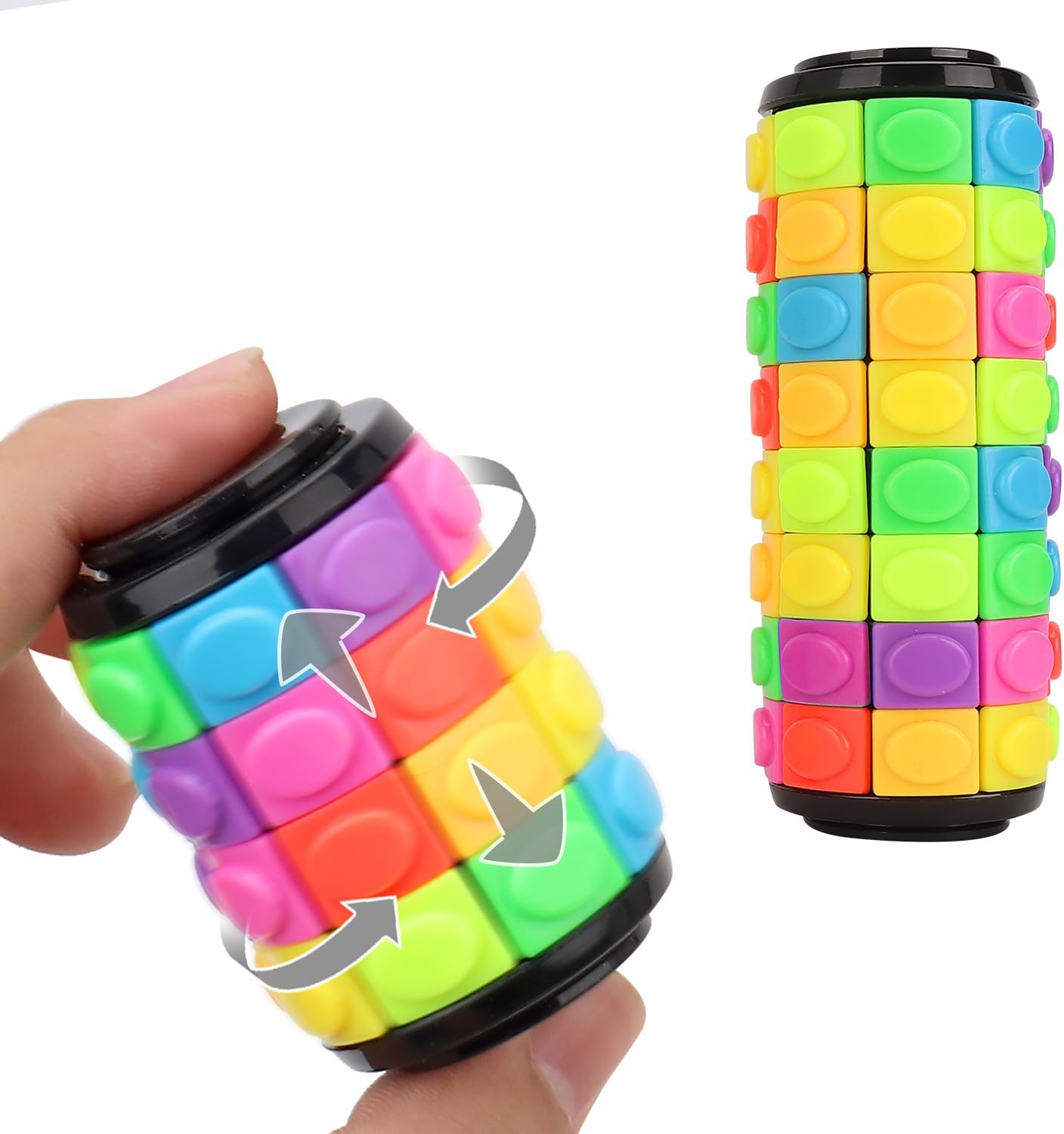 Rotate and Slide Puzzle, Finger Spinner Puzzle, Fidget Toys, Decompression Toy, 8 Colors,7 Layers, Educational Sensory Toy for Kids Adults (8 Colors X (4 Layers + 8 Layers))