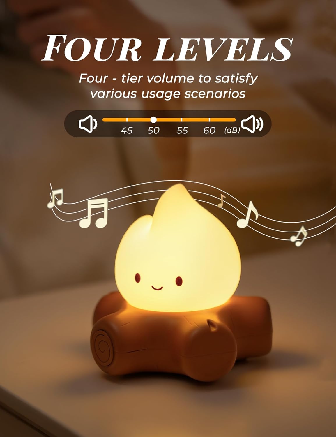 3pcs Cozy Campfire Nightlight Kits, Soothing Nature Sounds, White Noise Night Light for Baby Adult, Rechargeable, Cute Flame Lamp, Best Gift for Kids Bedrooms Camping Trips