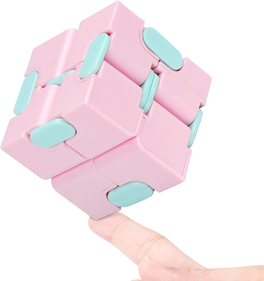 Infinitycube Fidget Toy Stress Relieving Fidgeting Game for Kids and Adults,Cute Pocket-sized Unique Gadget for Anxiety Relief and Kill Time (Macaron Pink)