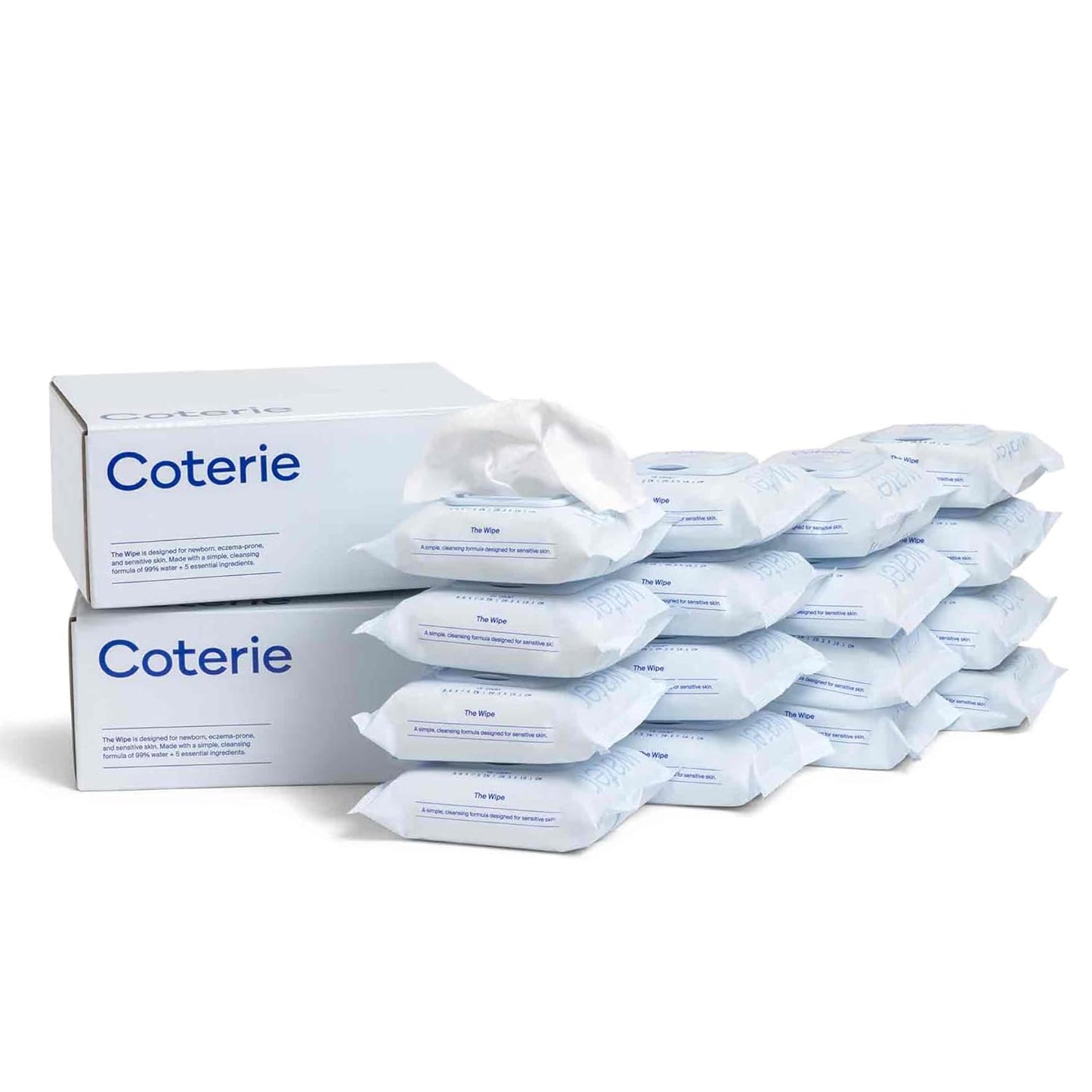 Coterie Baby Travel Size Wipes for Sensitive Skin, Plant-Based and Plastic-Free Fibers, 99% Water, Hypoallergenic, pH Balanced, Unscented, Clean and Gentle Baby Essentials, 16 Travel Packs, 288 Count