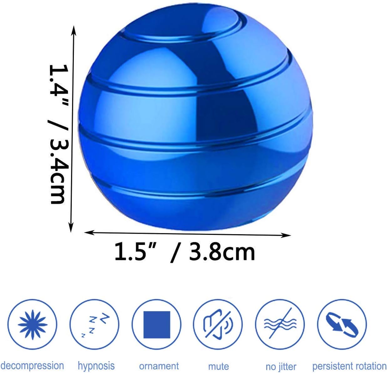 Kinetic Desk Toy,Optical Illusion Metal Fidget Spinning Ball,Office Executive Stress Relief Spinner Toys for Adults & Kids