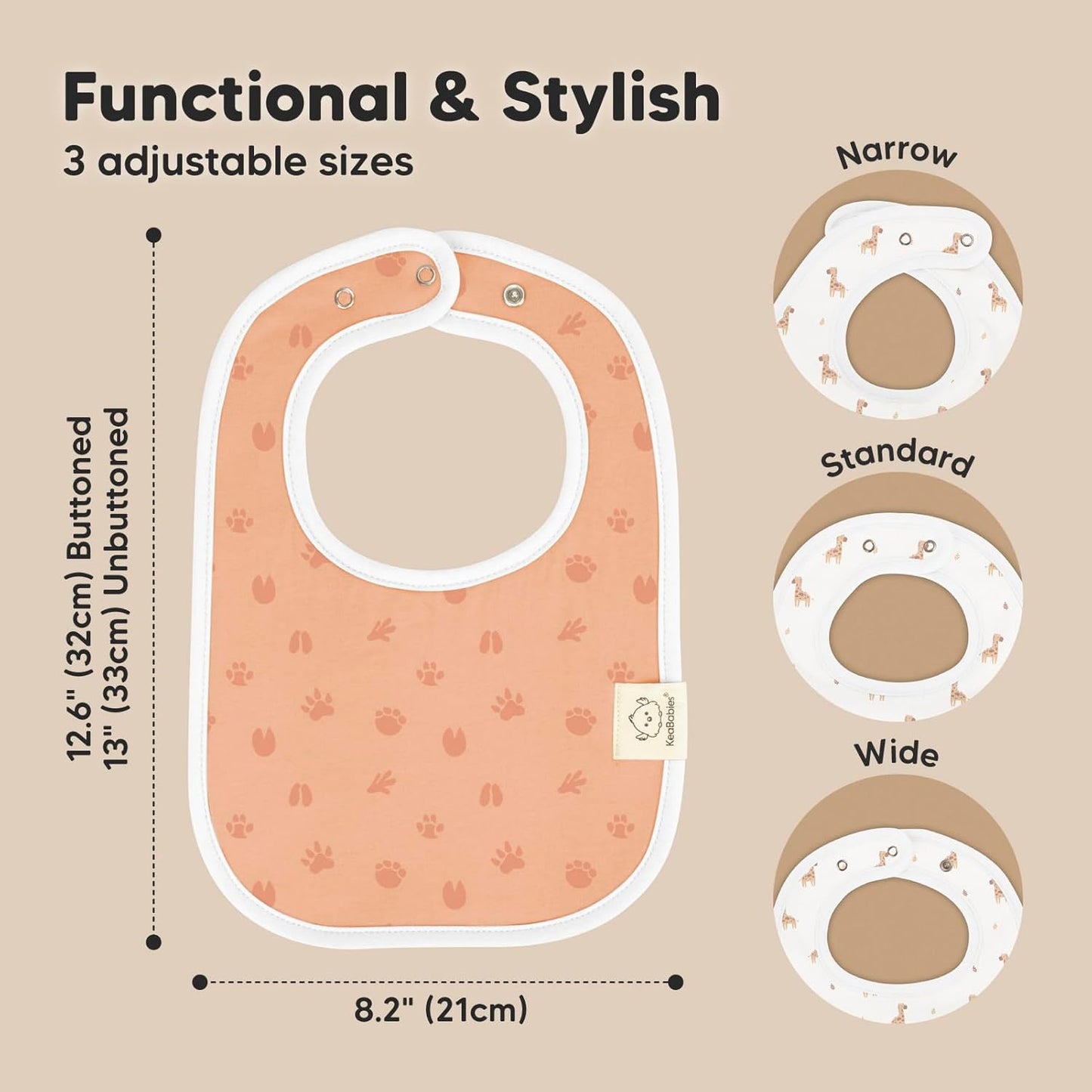 KeaBabies 8-Pack Organic Baby Bibs for Boys, Girls - Super Absorbent Cotton Drool Bibs for Baby Girl & Boy, Teething Toddler, Drooling Newborn, Ultra Soft & Machine Washable (Wilderness)