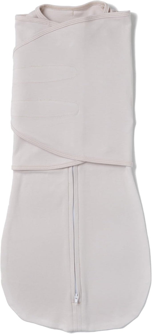 LullaBaby "Double Dream Swaddle: Exclusive Dual Wing Design, Pediatrician-Endorsed, Ultra-Soft Cotton, 0-2 Months, 6-14 lbs - White Sand