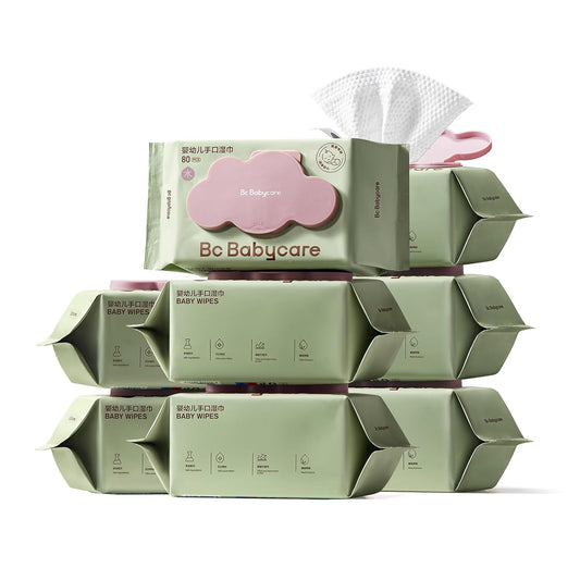 Bc Babycare Cloud Moist Baby Wipes, Thick & XL, 99% Water, Ultra-Hydrating, Unscented, Hypoallergenic for Sensitive Skin, Biodegradable, 8 Flip-Top, 640 Count