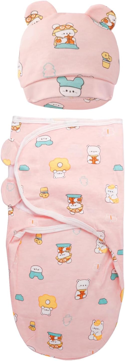 Baby Swaddle Sleep Sacks with Hats for 0-3 Months Baby Swaddle Blanket Wrap Newborn Swaddles Sack for Baby Boy Girl