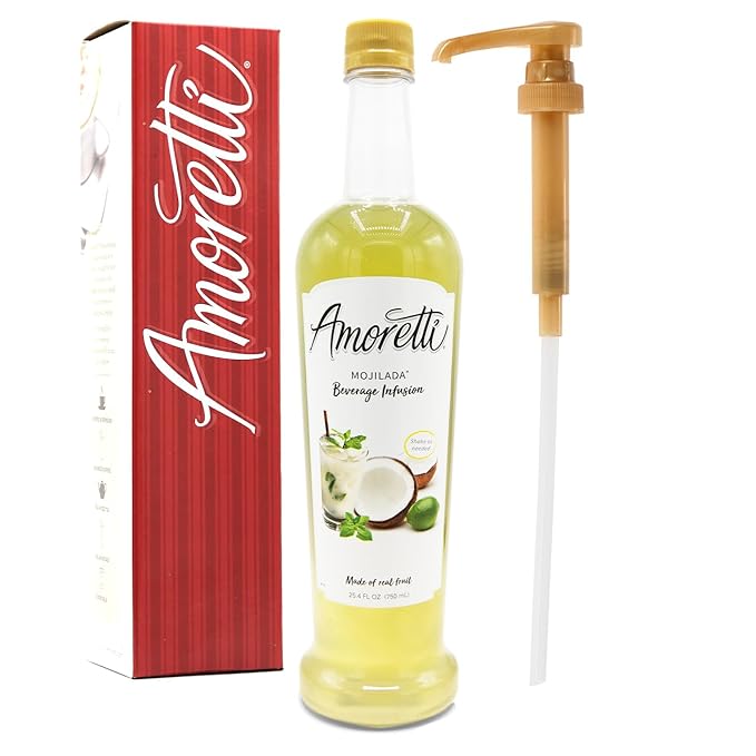 Amoretti - Mojilada® Beverage Infusion, 94 Servings Per Bottle (750 ml) - Drink Mix & Water Enhancer with Pump for Flavoring Cocktails, Waters, Teas, and other Beverages, Preservative Free