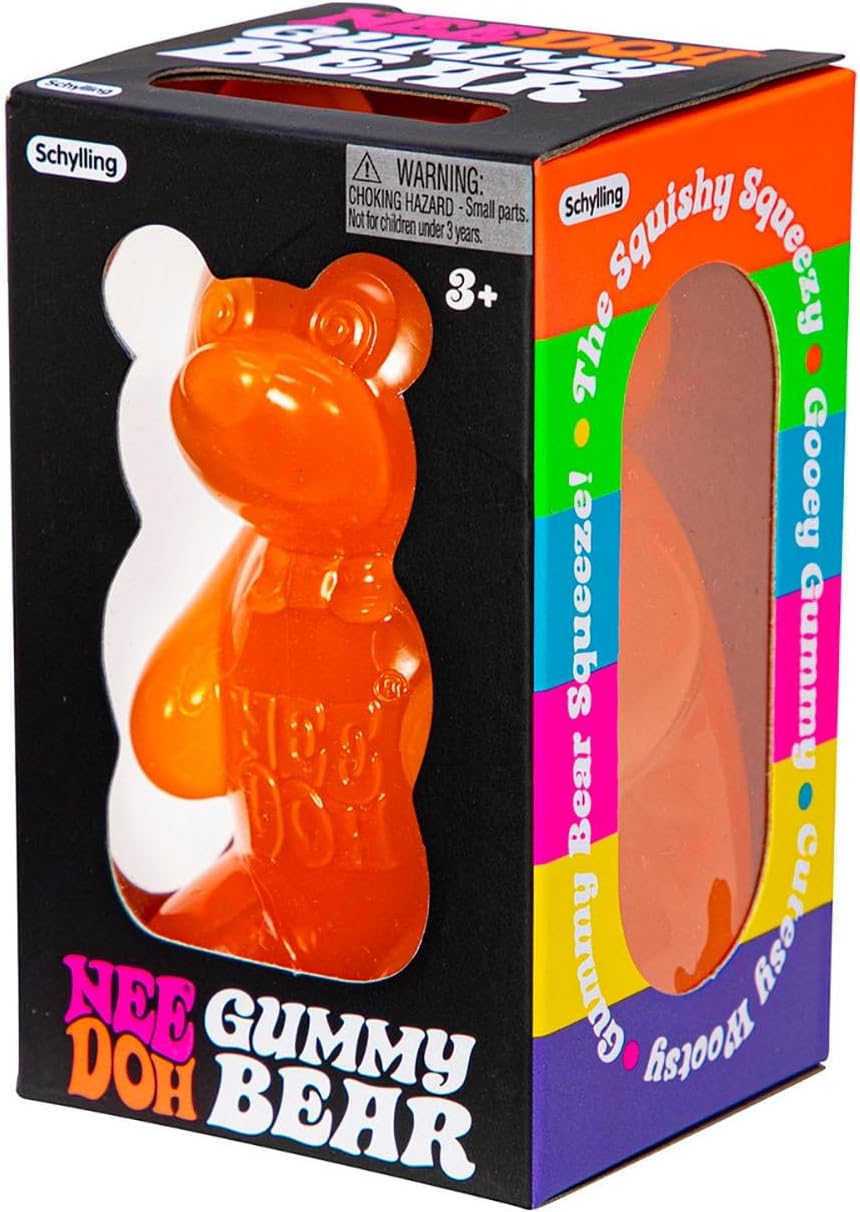 Schylling NeeDoh Gummy Bear - Sensory Fidget Toy - Assorted Colors - Ages 3 to Adult (Pack of 1)