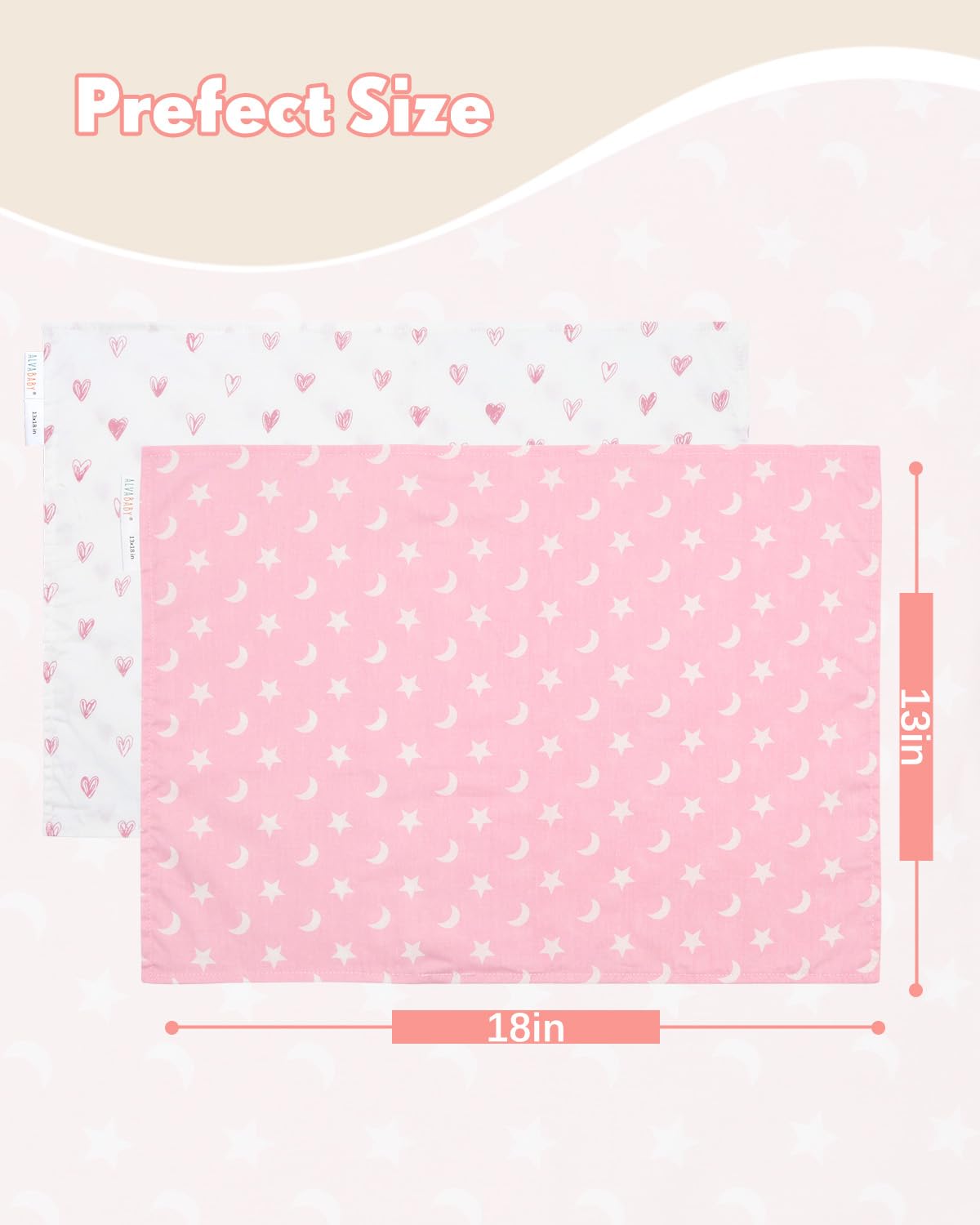 ALVABABY Toddler Pillowcases Fits 14x20in,13x18in Kids Cotton Baby 2 Packs Envelope Kids Pillow Cover for Boy Girl Sleeping Travel 2L-FTP18A