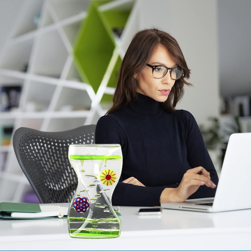 Liquid Motion Bubbler Timer 2 Pack Bubble Timers Hourglass Liquid Bubbler Oil and Water Sensory Toys ADHD Fidget Toy Anxiety Autism Toys Calm Relaxing Desk Toys