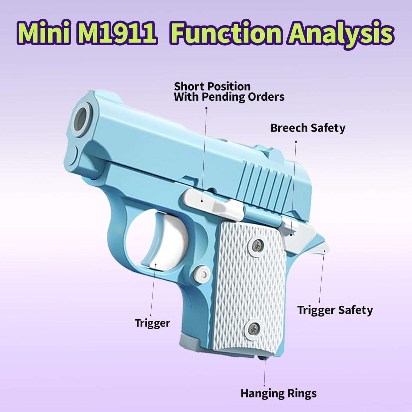 Fidget Toys for Adults, 1911 3D Printed Small Pistol Toys, Stress Relief Pistol Toys Suitable for Relieving ADHD, Anxiety, Suitable Toys for Friends Adults and Kids Best Gift