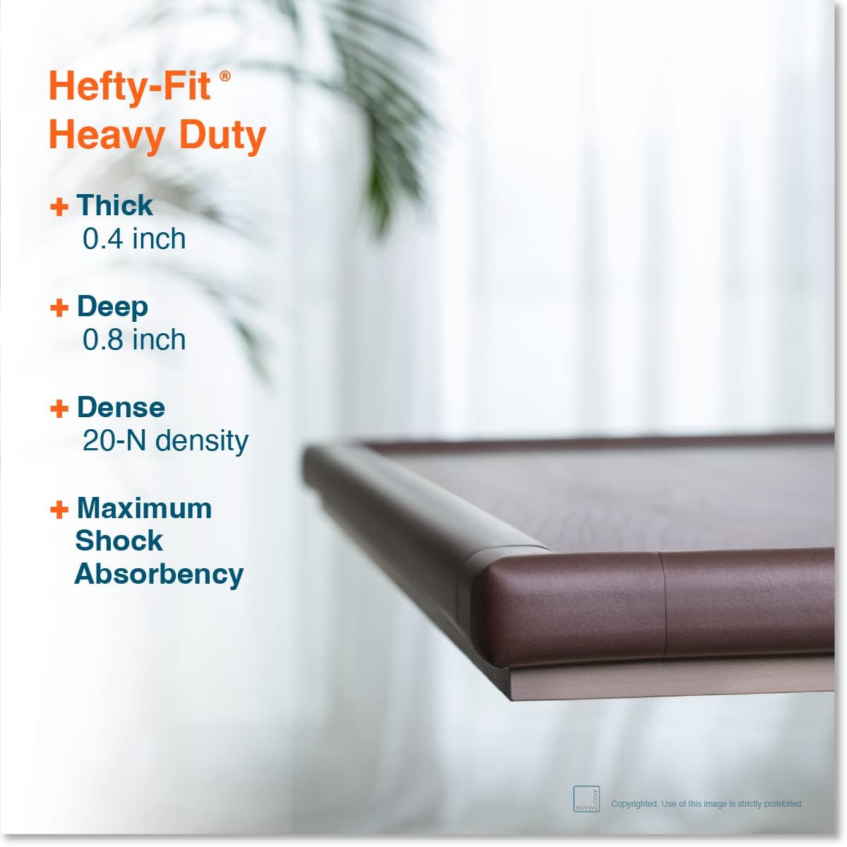 Roving Cove HeftyFit Corner Protector for Baby (4 Large Corners), Heavy-Duty Soft Rubber Foam Furniture Corner Bumper Guards, 3M Adhesive Pre-Taped, Coffee Brown