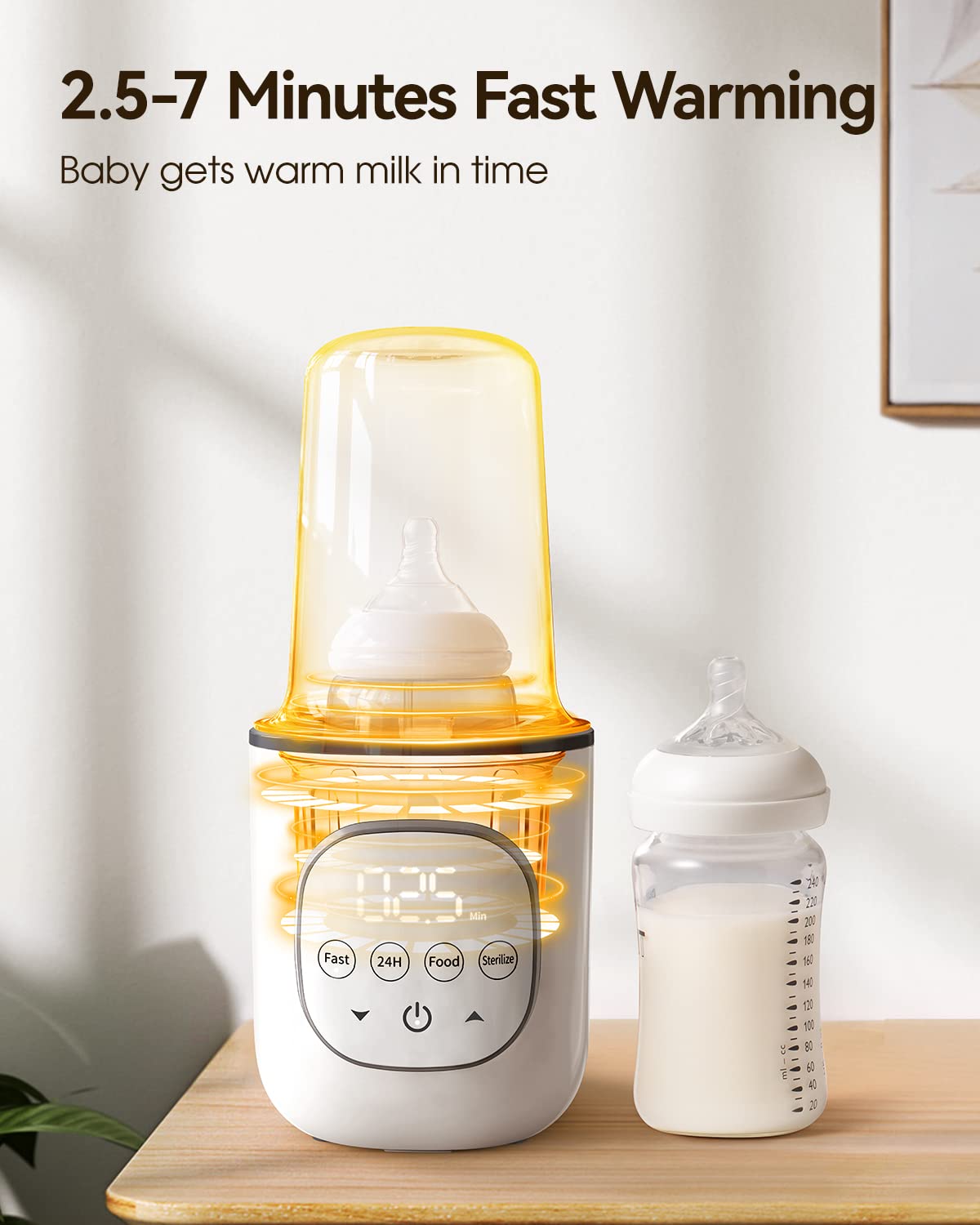 LAREX Bottle Warmer, Fast Baby Bottle Warmer for Breastmilk and Formula, with Timer and Accurate Temp Control, 8 in 1 Baby Milk Warmer BPA Free with Digital Display, Bottle Warmers for All Bottles