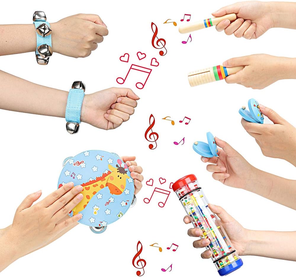 Kids Musical Instruments Toys Set: Baby Music Toys Montessori Percussion for Toddlers - Preschool Educational Musical Toys Set for Boys and Girls with Storage Bag (Blue)