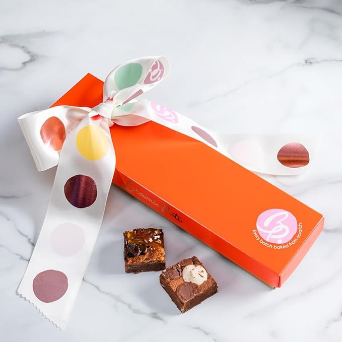 Brownie Points Baby Brownies, 6-Individually Wrapped, Gift Box and Gifts Baskets for all Occasions, Fudge Chocolate Brownies, Baked from Scratch, Made with Fine and Fresh Ingredients, Gourmet Desserts