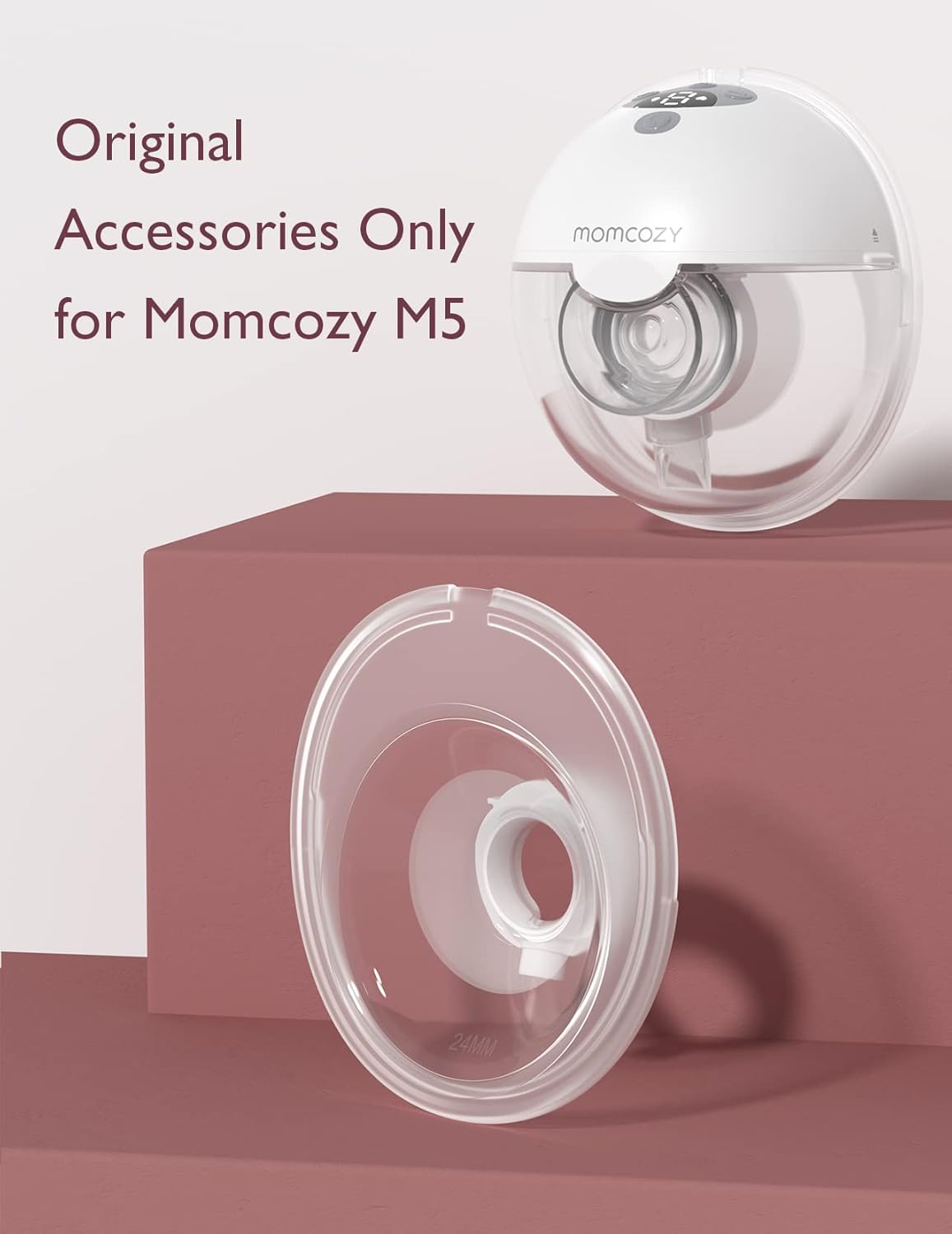 Momcozy Double-Sealed Flange 24mm Compatible with Momcozy M5 Breast Pump. Original M5 Breast Pump Replacement Accessories, 1PC (24mm)